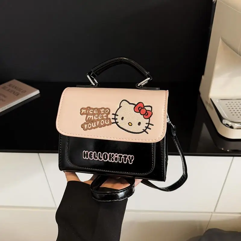 Sanrio Cartoon Girl Niche Sweet Cool Style Kawaii Hello Kitty Embroidered Cartoon New Versatile Girl Hand-Carrying Crossbody Bag