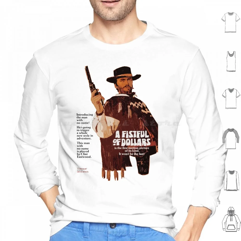 A Fistful Of Dollars Vintage Hoodie Cotton Long Sleeve Vintage Western Clint Eastwood Man With No Name Fistful Of Dollars