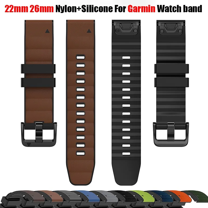 QuickFit 22/26 mm Armband für Garmin Epix Pro/fenix 8 7 7X Pro Leder-Silikon-Armband Forerunner 965 970 Enduro 3 Sportarmband