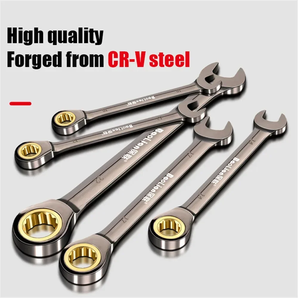 New Industrial Grade Ratchet Wrench Quick and Labor-saving Extended Opening Small Board Double End Automotive Repair Tool Set