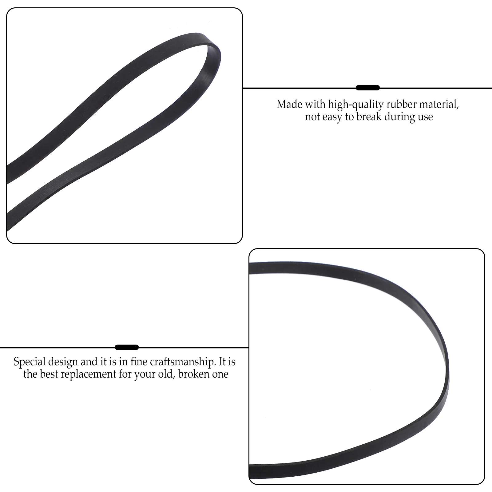 

2Pcs Rubber Belt Replacement Turntable Phonograph Record Player Belt Durable Stable Tape Machine Accessory Reliable
