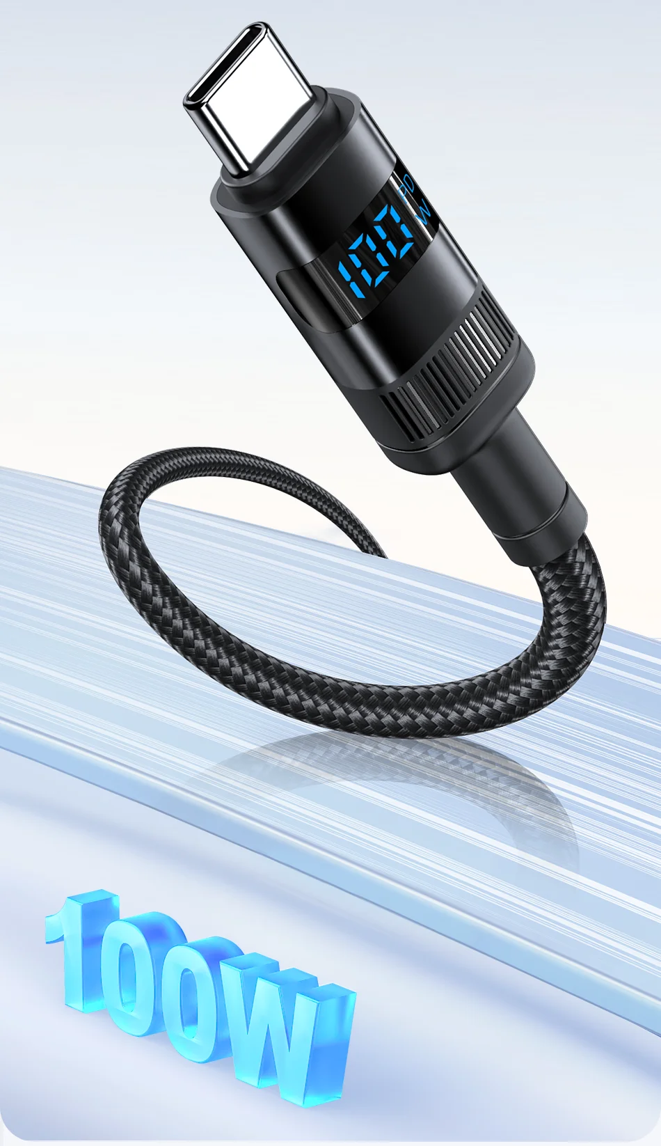 Rocoren 100 W USB-Typ-C-Kabel mit Digitalanzeige 5 A PD3.1 Schnelllade-Typ-C-Kabel für MacBook iPhone 16 15 Pro Samsung Xiaomi – Detail 2