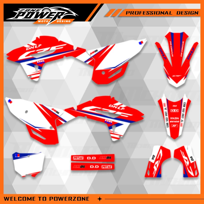 Powerzone For Honda CRF250 CRF250R 2022 2023 2024 CRF450 CRF450R 2021 2022 2023 Graphics Background Decals Stickers