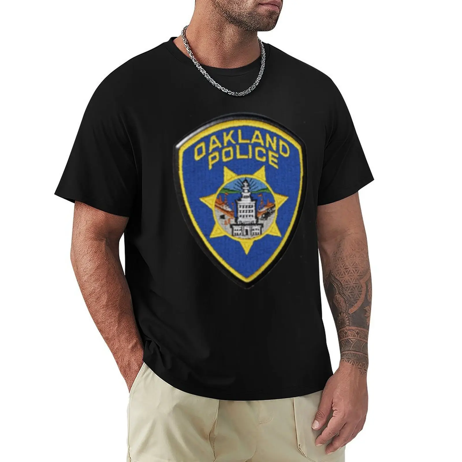 

Oakland Police T-Shirt Casual All Match Tee Shirt for Men