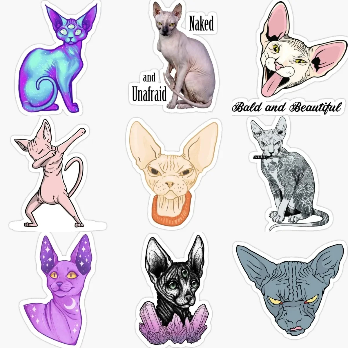 

Creative Sphynx Cat Cthulhu Personalized PVC Stickers Accessories for Decorate Car Van Wall Bicycle Table Off-road Camper Room