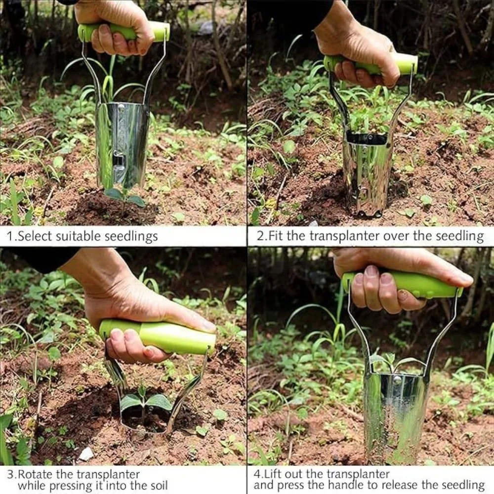Handheld Seedling Transplanting Plastic Handle Cylinder Hole Punch Digger Efficient Horticultural Tool Vegetable Planter