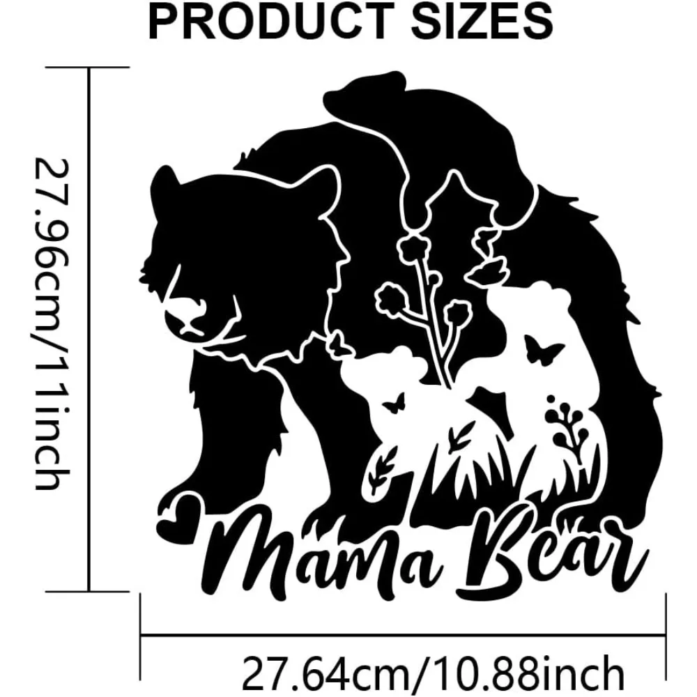 Momma Bear and Cub Stencil 11.8×11.8inch Mama Bear Drawing Stencils with Painting Brush Forest Wildlife Animal Stencils