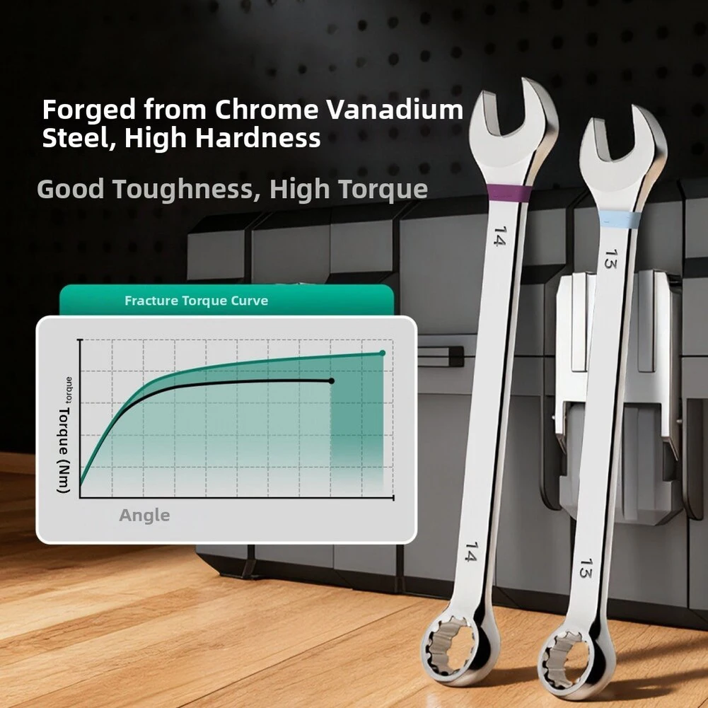 1pc Dual-Purpose Wrench 6-10mm Ratcheting Combination Wrench Extended Handle Ratchet Spanner For Bicycle Motorcycle Car Repair