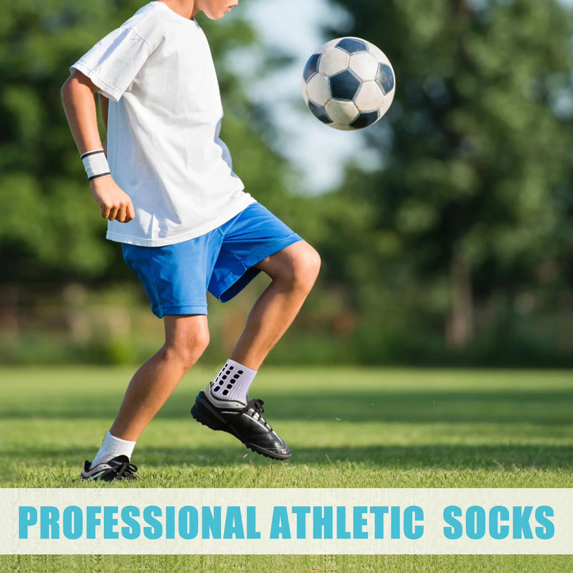 4/8 pares de calcetines de fútbol con agarre para niños, calcetines deportivos atléticos de fútbol antideslizantes acolchados para niños y niñas