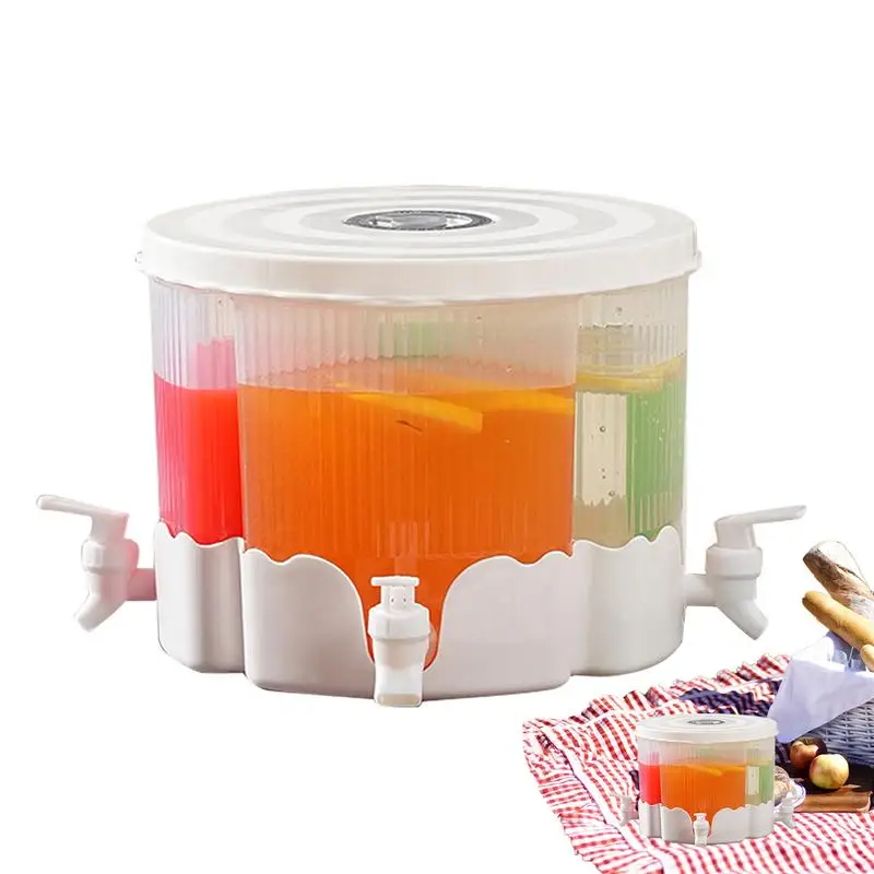 Refrigerator Iced Beverage Dispenser  Water Bucket for Summer Refrigerator And Spigot 4-Grid Summer Drinks Dispenser With Spigot