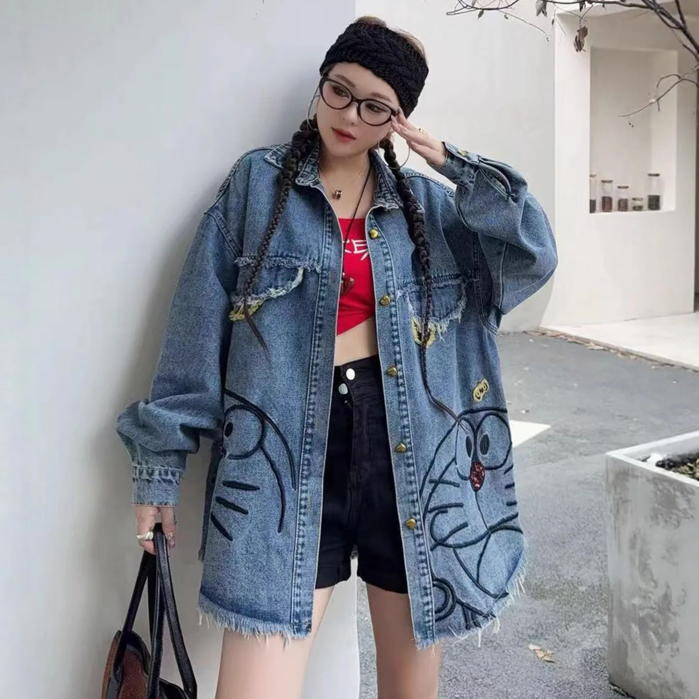 

Таиландский модный бренд, весна-осень 2023, новое повседневное пальто с героями мультфильмов для тяжелой промышленности, женский свободный повседневный универсальный топ