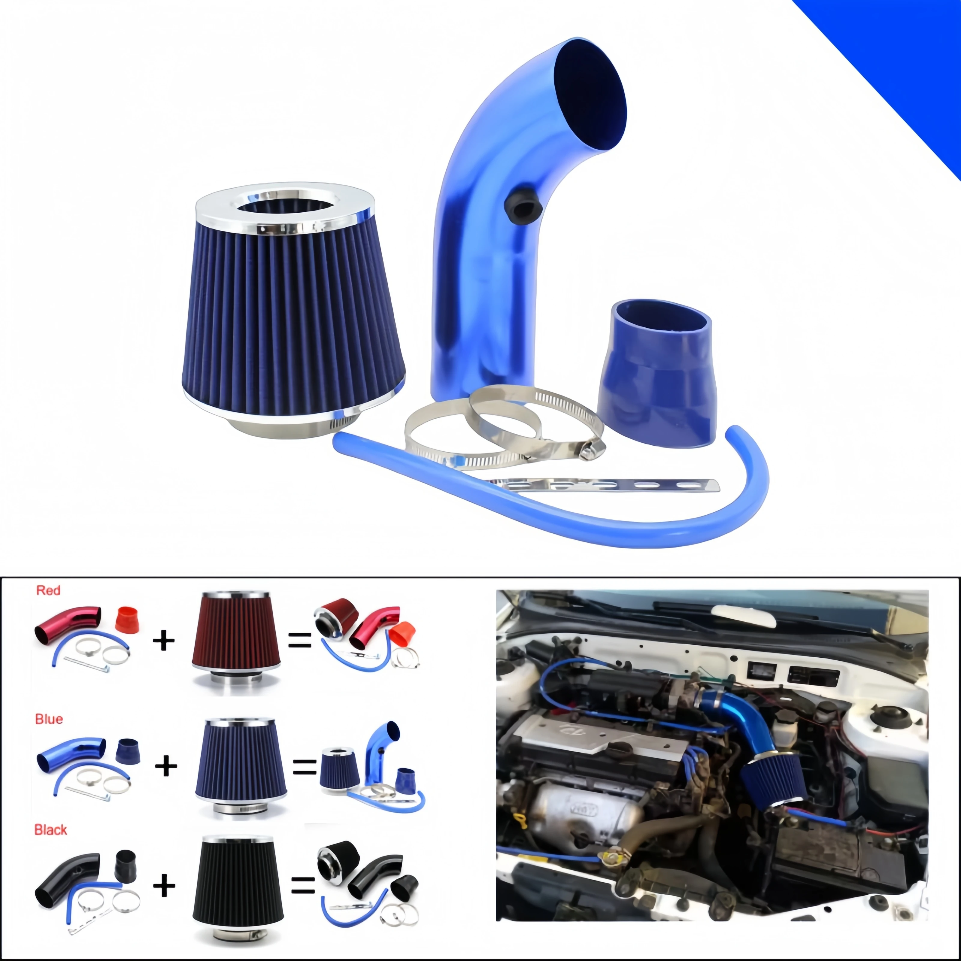 

High Performance 76mm Car Air Intake Filter 3 Inch Mushroom Shape Cold Air Intake Pipe Turbo Boost Aluminum Improve Engine Power