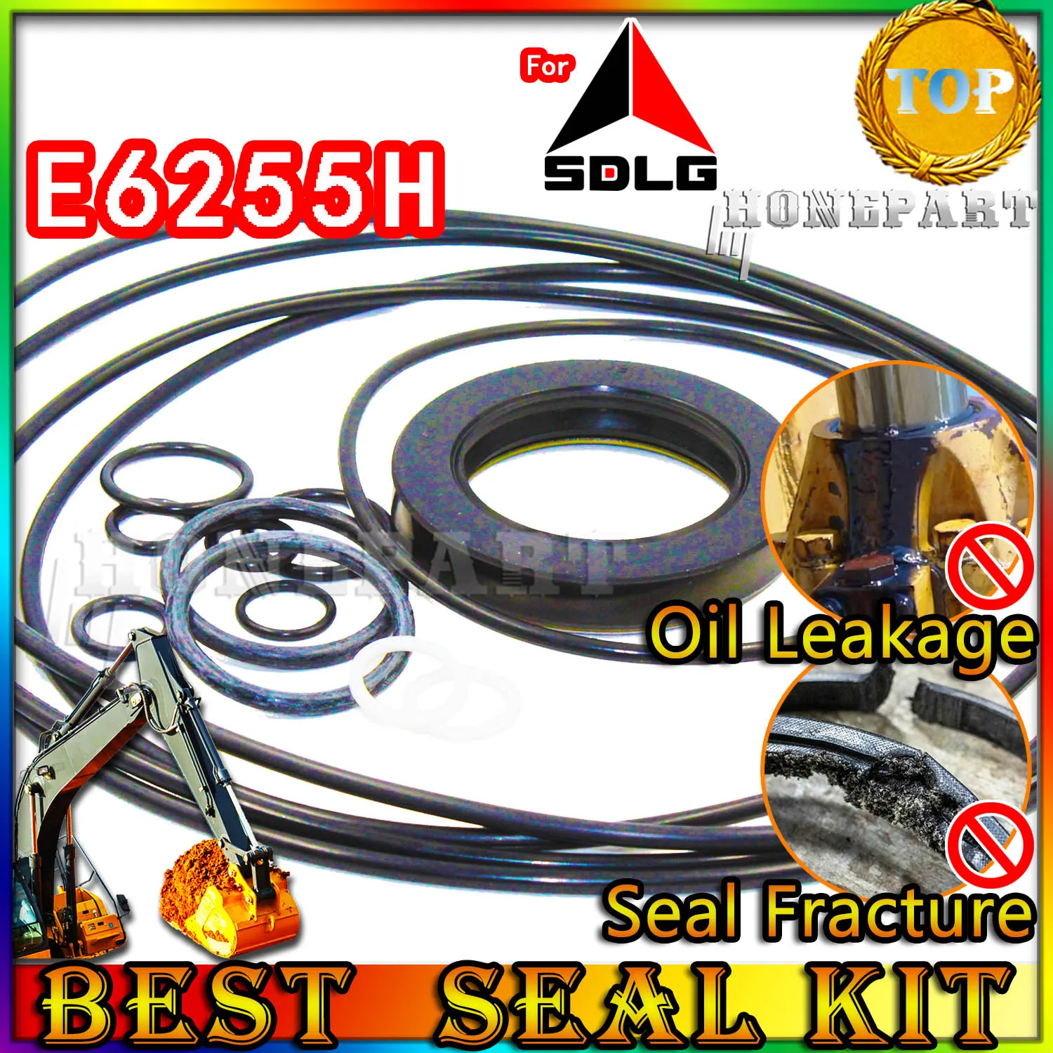 

For SDLG E6255H Excavator Oil Seal Repair Kit Best Reliable Mend proof Center Swivel Pilot Regulator Injector Foot PPC Loader