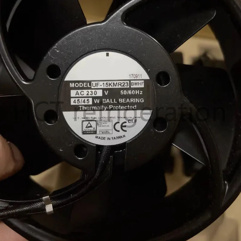 Brand new genuine product!!! Original and authentic UF-15KMR23 BWHF AC230V 50/60Hz 45/45W 0.44/0.38A 225/255CFM cooling fan