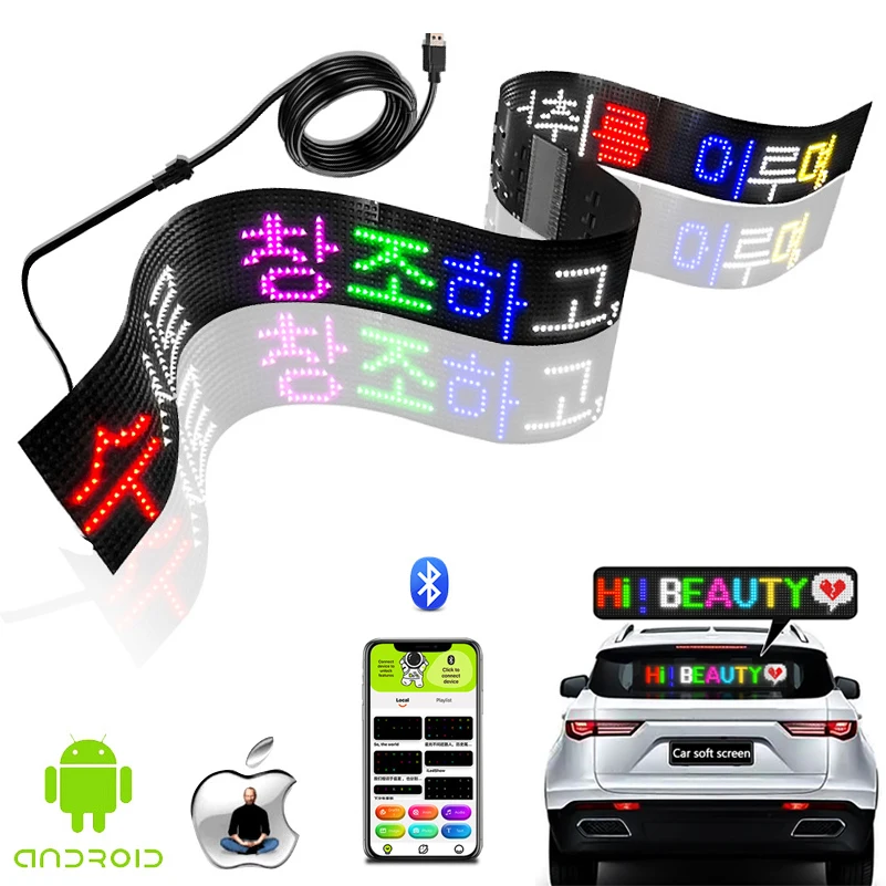 

LED Module Strip Light RGB Flexible Display Color Screen App Bluetooth DIY Word Pattern Scroll Matrix Screen For Car Shop Home