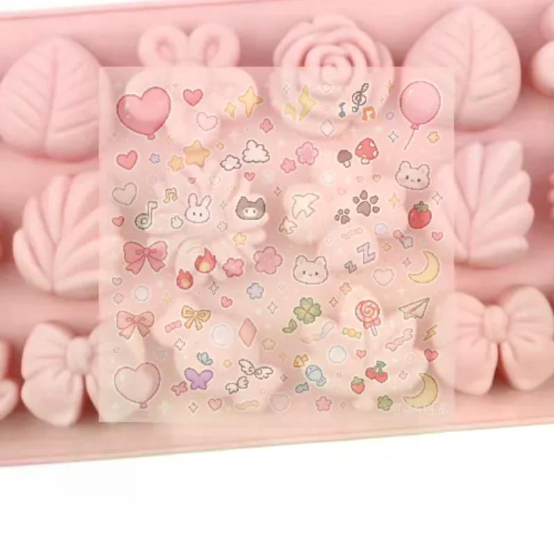 Non Stick Silicone Candy Mold Easy Release With Flower Leaf Bow Patterns For Homemade Chocolate Soap Wax Melt Crafting