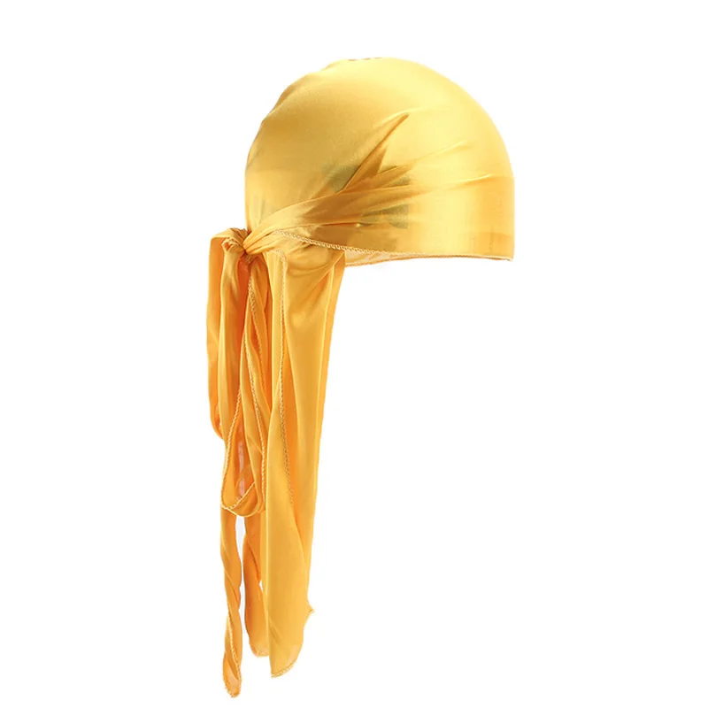Unisex Seidige Lange Schwanz Durag Piraten Hut Turban Mode Headwraps Kappe Bandana Frauen Männer Kopfbedeckungen Kappen Hijab Haar Zubehör 