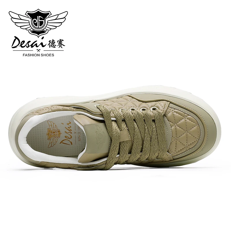 DESAI Full Grain Leather Men Shoes Soft Casual Sneaker For Men Work Breathable 2023 Fashion Embossing New Arrival