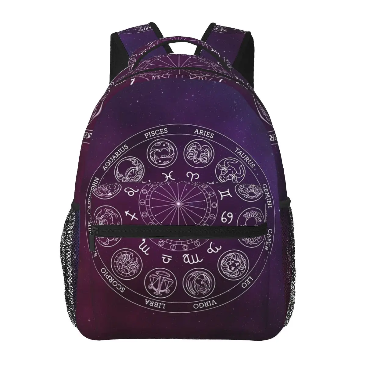 Zodiac Wheel Space Purple Backpacks Boys Girls Bookbag Students School Bags Cartoon Laptop Rucksack Shoulder Bag Large Capacity