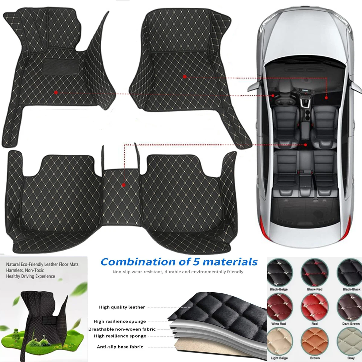 الحصير سيارة مخصصة ثلاثية الأبعاد من جلد البولي يوريثان مقاومة للماء لسيارة Hyundai Accent Verna Solaris ملحقات السيارات بطانات الأرضية