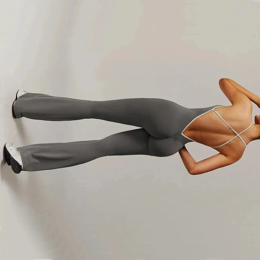 

Sexy one-piece back V fitness suit women's training yoga suit sports fitness women's jumpsuit stretching fitness jumpsuit