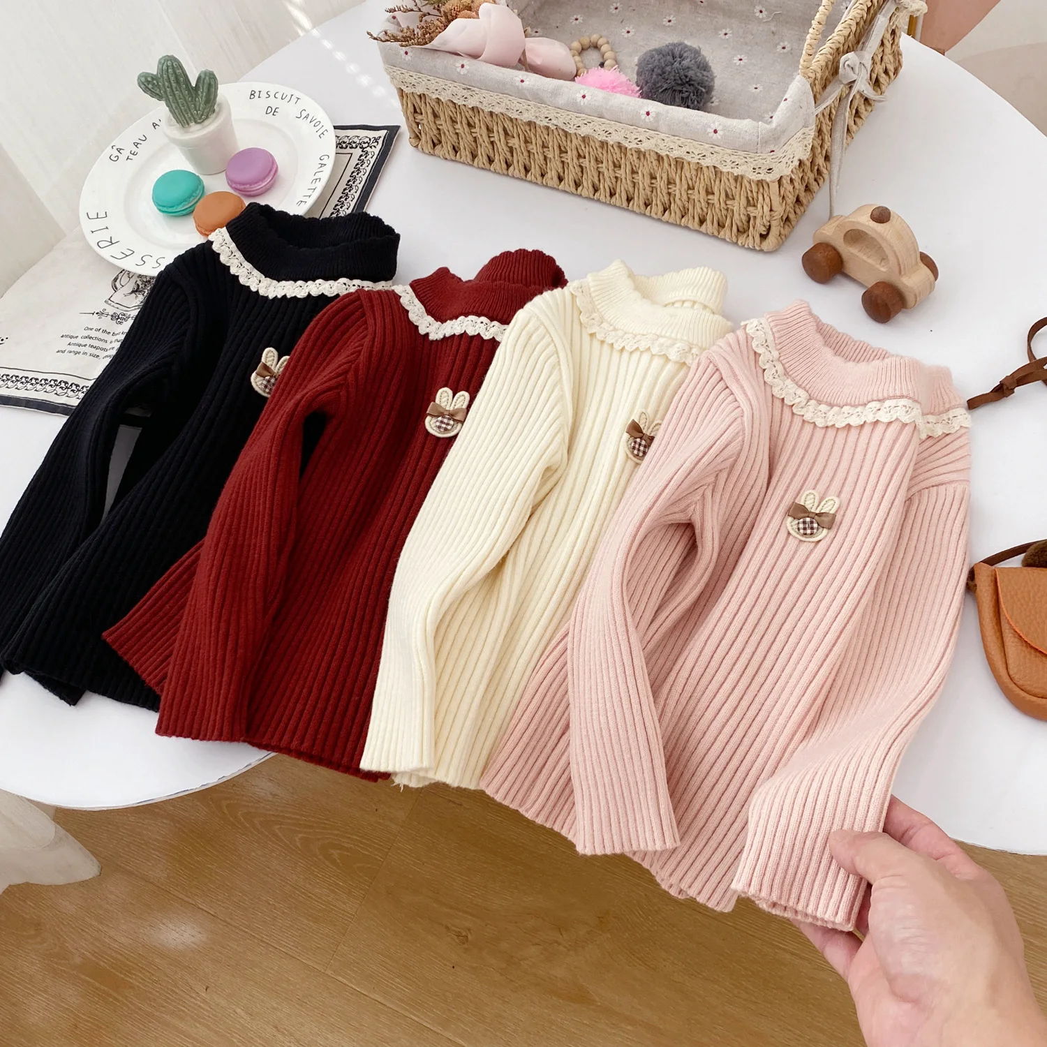 

Вязаные свитера для девочек, весна-осень 2025 г., детские шерстяные трикотажные топы, милая одежда для малышей, верхняя одежда, детский пуловер, свитер, От 6 лет