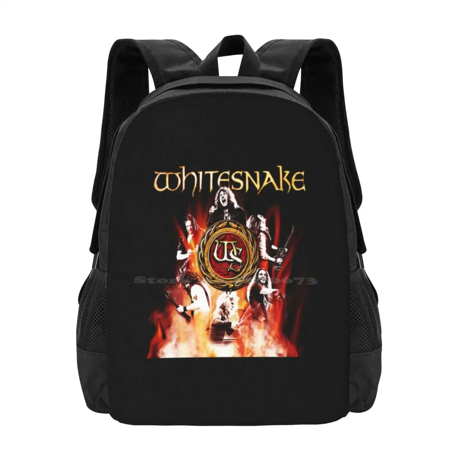 الرجعية Whitesnake الفرقة روك 90 الفن الموسيقى الكمال هدية مروحة رائجة البيع المدرسية على ظهره حقائب الموضة Whitesnake شعار Whitesnake