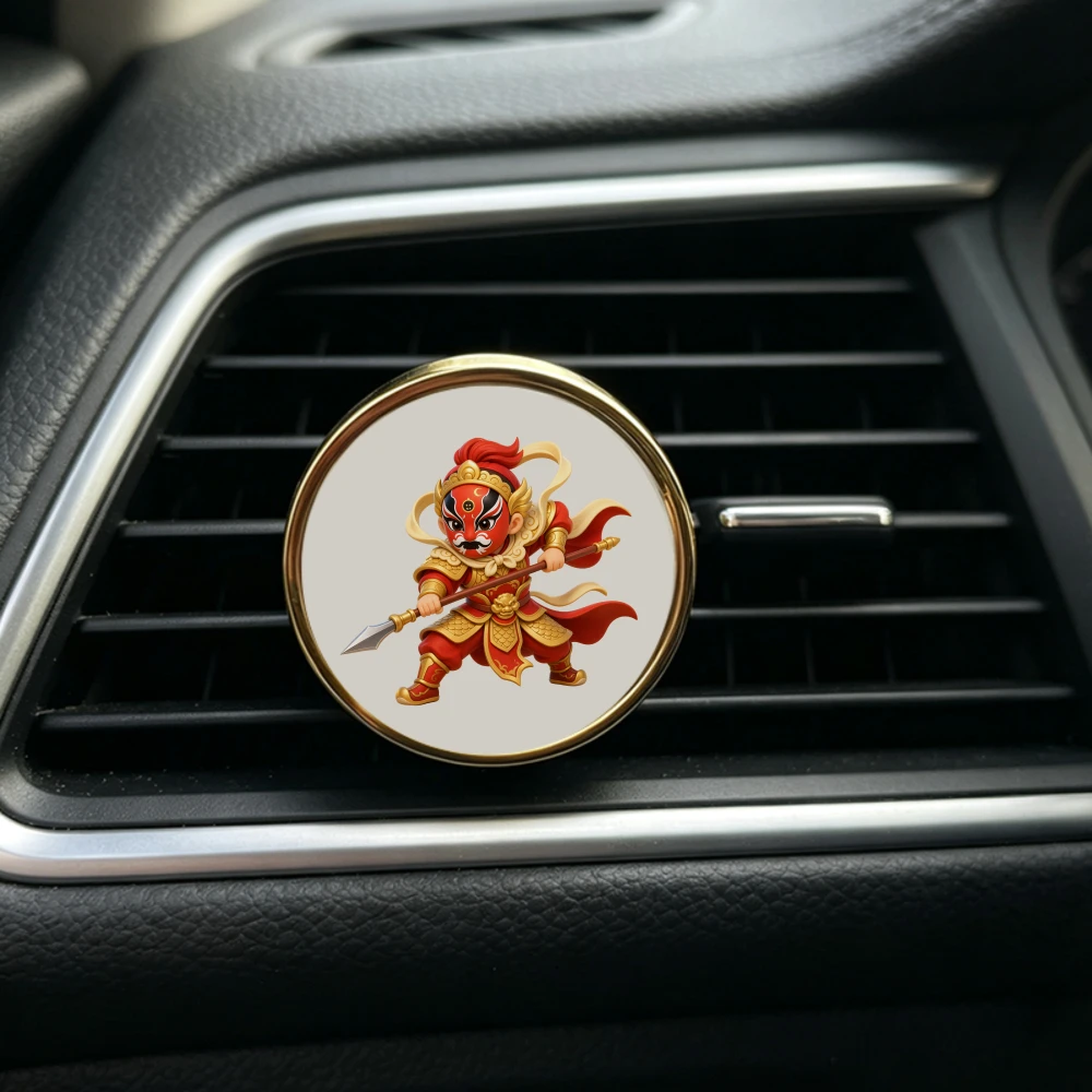 Creative Holiday Gift Car Air Freshener Cute Cartoon Face Changing Chinese Style AC Vent Clip Decorative Car Accessory