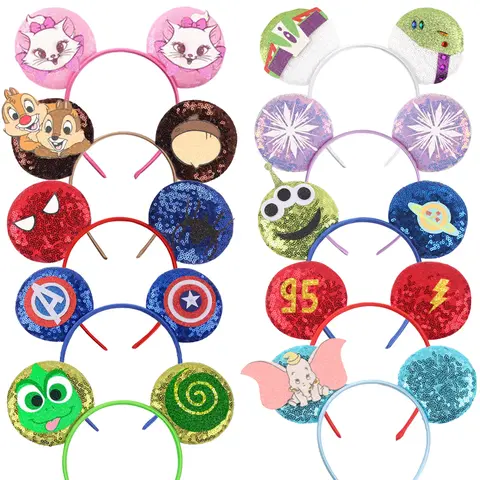 2024 Newest 3.3" Mickey Mouse Ears Headband Without Bow For Boys Christmas Headband Girls Festival Cosplay Diy Hair Accessories