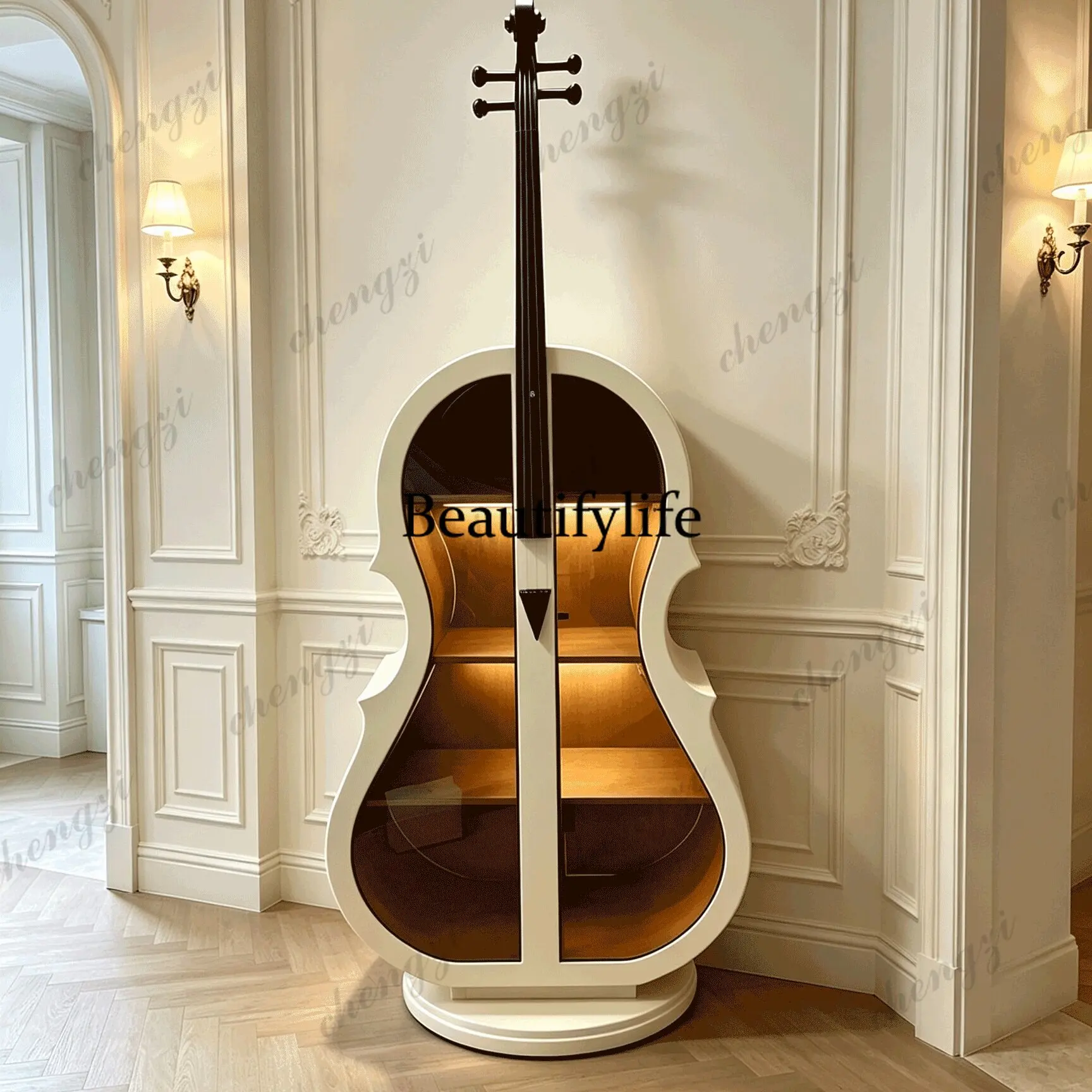 New Chinese style, home living room floor-to-ceiling decorative cabinet, glass door display, locker
