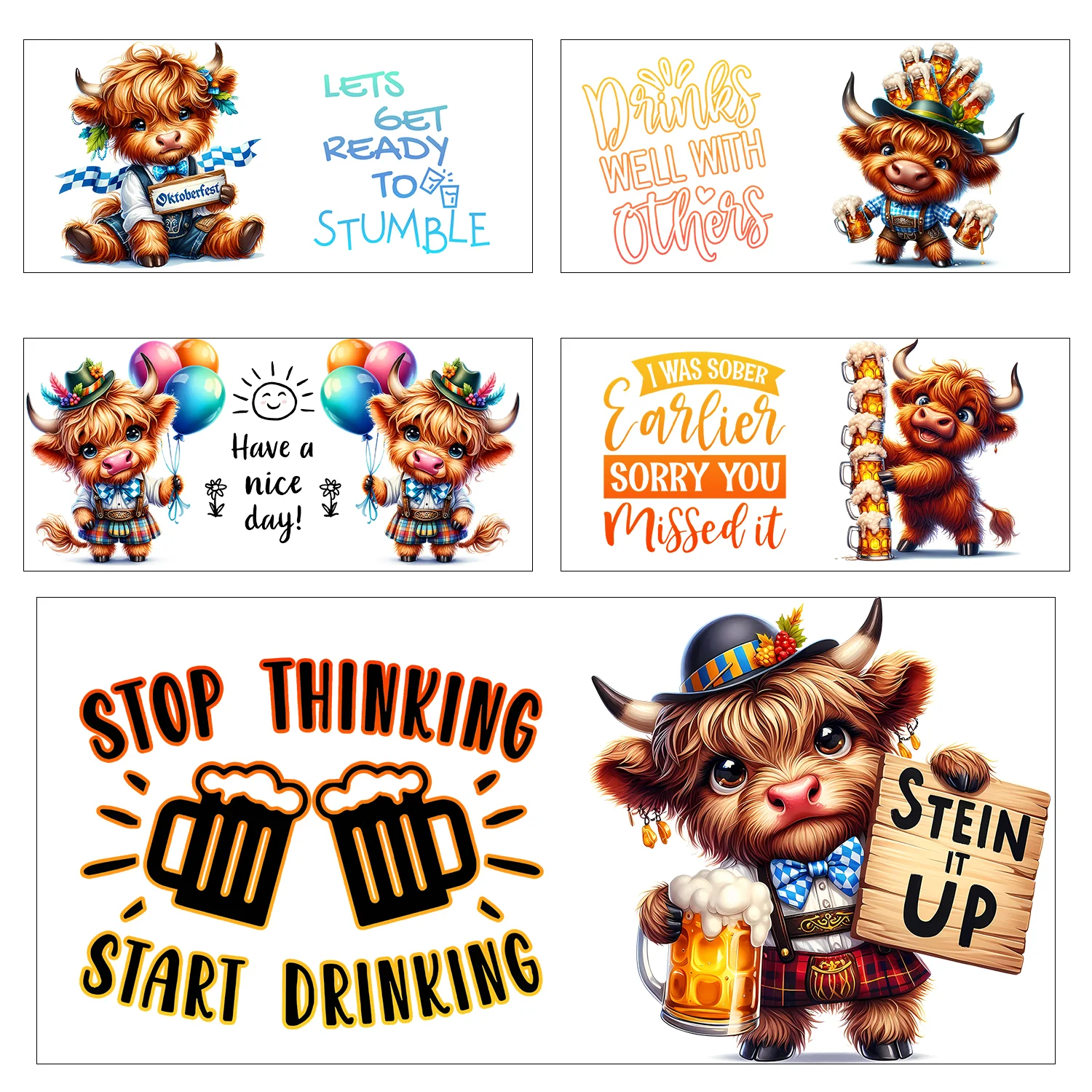 

Beer cow Series easy peel waterproof DIY Decals Retro Beauty 3D transfers uvdtf crystal sticker 16oz uv dtf cup wraps