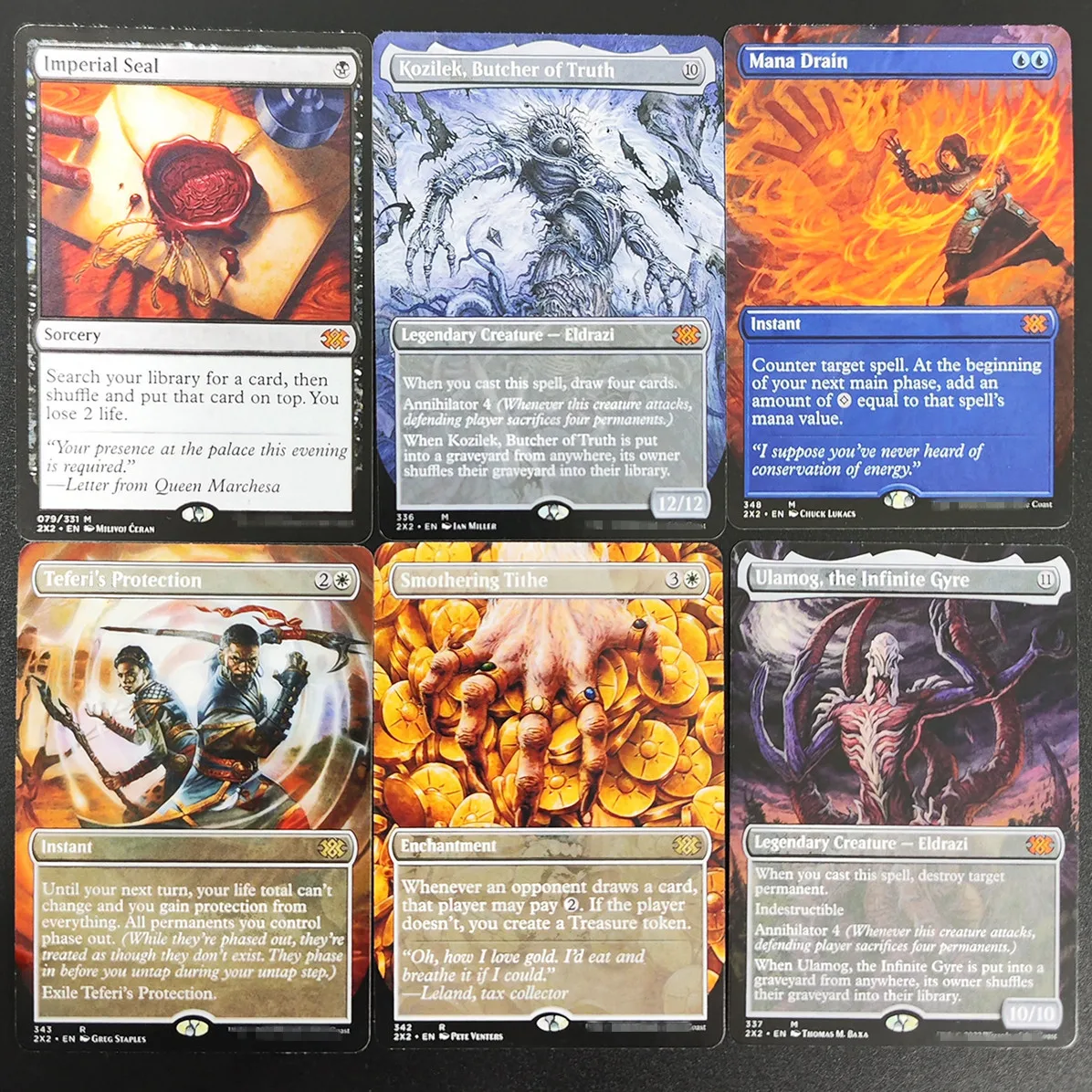 

2x2 карты HOLO9-I Tcg, немецкая волшебная императорская печать, слив маны, Ulamog the Infinite Gyre Kozilek Butcher of Truth Gather