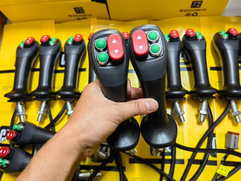 

Loader Shovel Control Rod, 14mm Two Button Hydraulic Pilot Control Lever for Construction Machinery