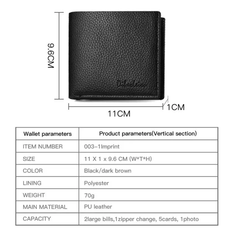شخصية مخصصة اسم الرجال ليتشي طباعة محفظة قصيرة عارضة سستة محفظة بطاقة الائتمان مع حامل الهوية فتحة متعددة وجيب العملة المعدنية