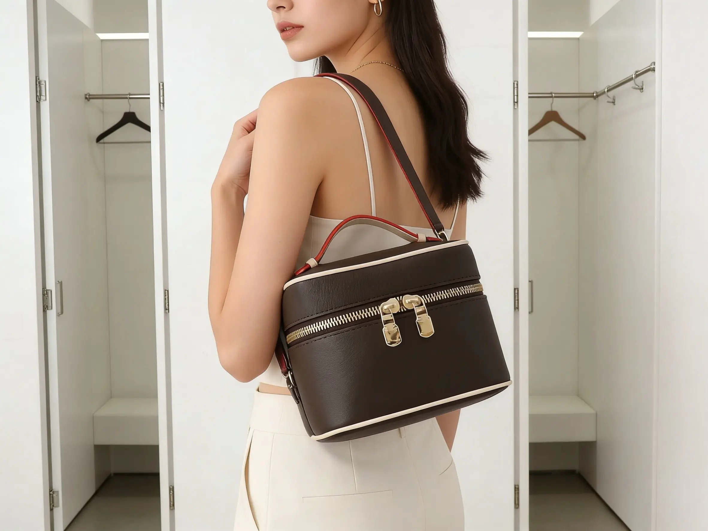 

Portable Cosmetic Bag Organizer Large Capacity Travel Toiletry Makeup Case with Zipper Handle Design bag