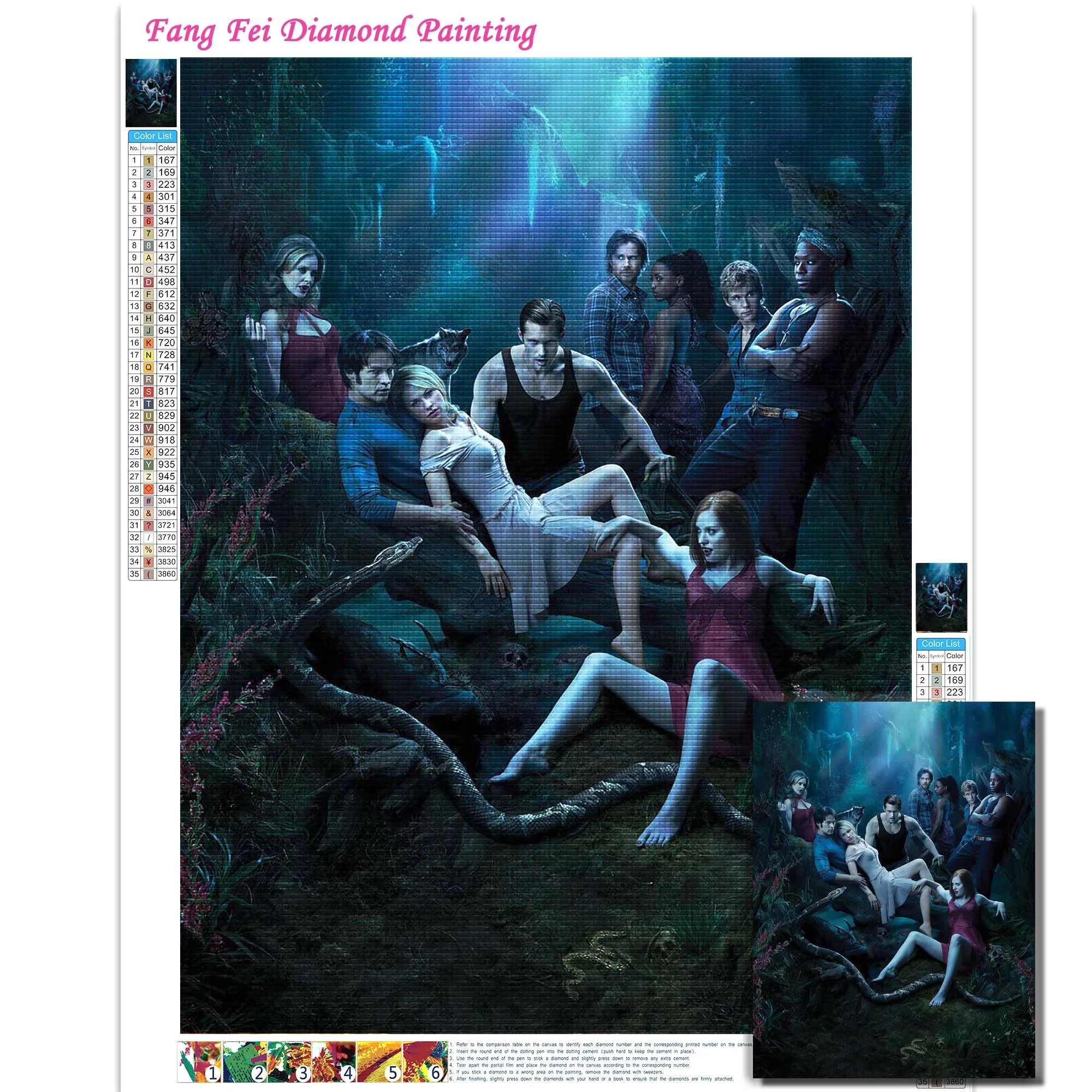 DIY 5D Alan Ball Movie True Blood Diamond Painting Vampire Film Cross Stitch Embroidery Picture Art Mosaic Full Drill Home Decor
