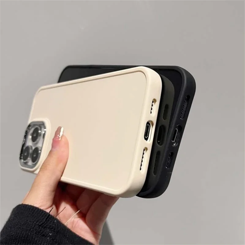 Electroplate Lens Bumber Phone Case For iPhone 15 14 13 12 11 Pro Max X XR XS Max 7 8 Plus SE Solid Color Silicon Back Cover