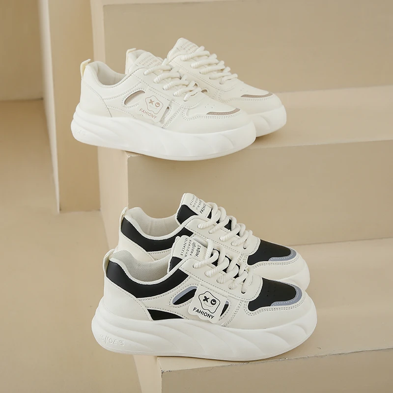 Sneakers Chunky Women Vulcanized Shoes Sneakers Boots White Platform Shoes Heel Lace Up Shoes for Women Femmes