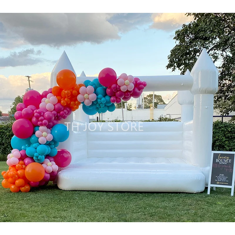 

3x3m 10x10ft commercial wedding white inflatable jumping castle pastel pink bounce house for party