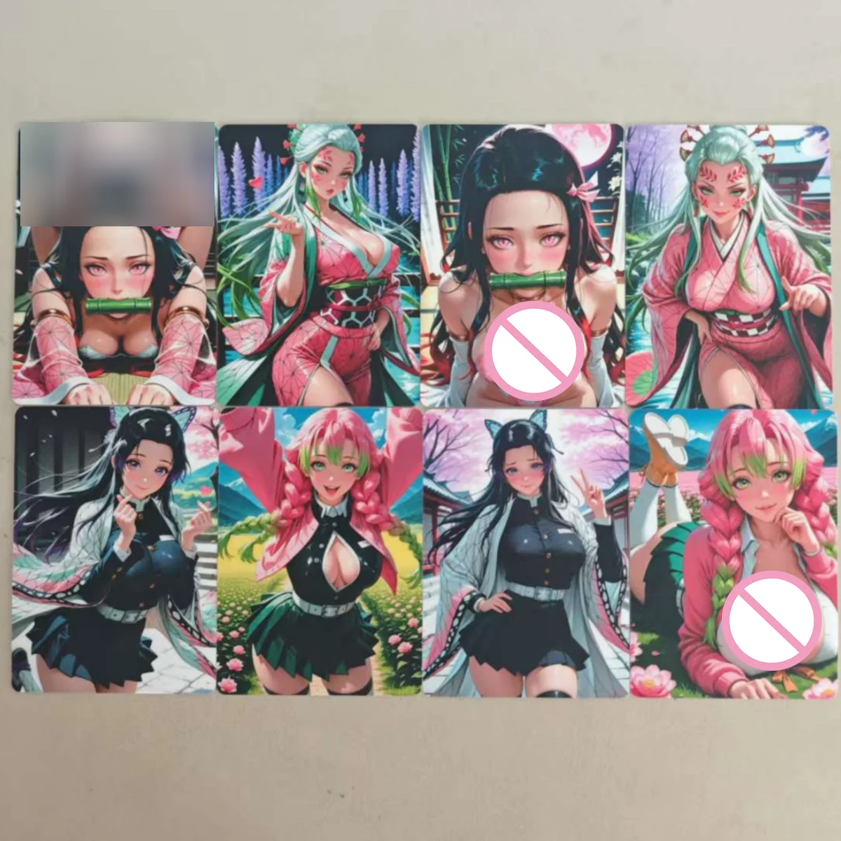 

8Pcs/set Sexy Card Beautiful girl Kamado Nezuko​ Kochou Shinobu​ Kanroji Mitsuri​ Daki​​ Collection Card 18+