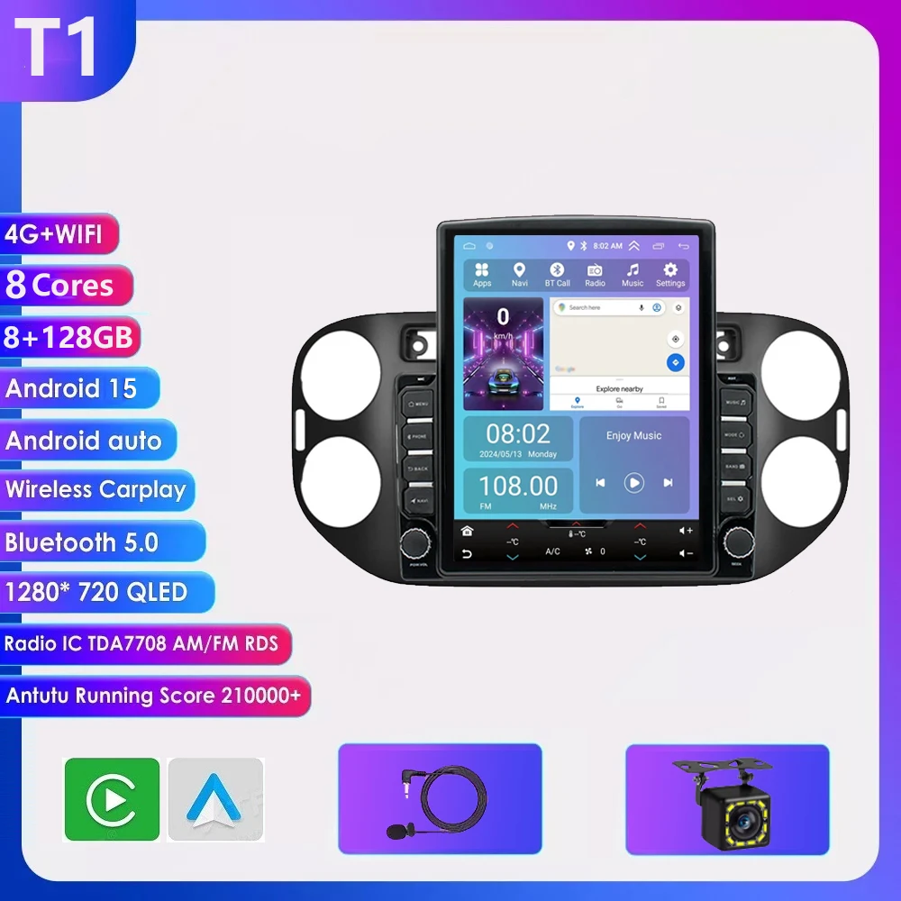 9.7 inch Android 16 Carplay Auto voor VW Volkswagen Tiguan 1 NF 2006 2008-2014 2015 2016 autoradio multimediasysteem GPS speler stereo