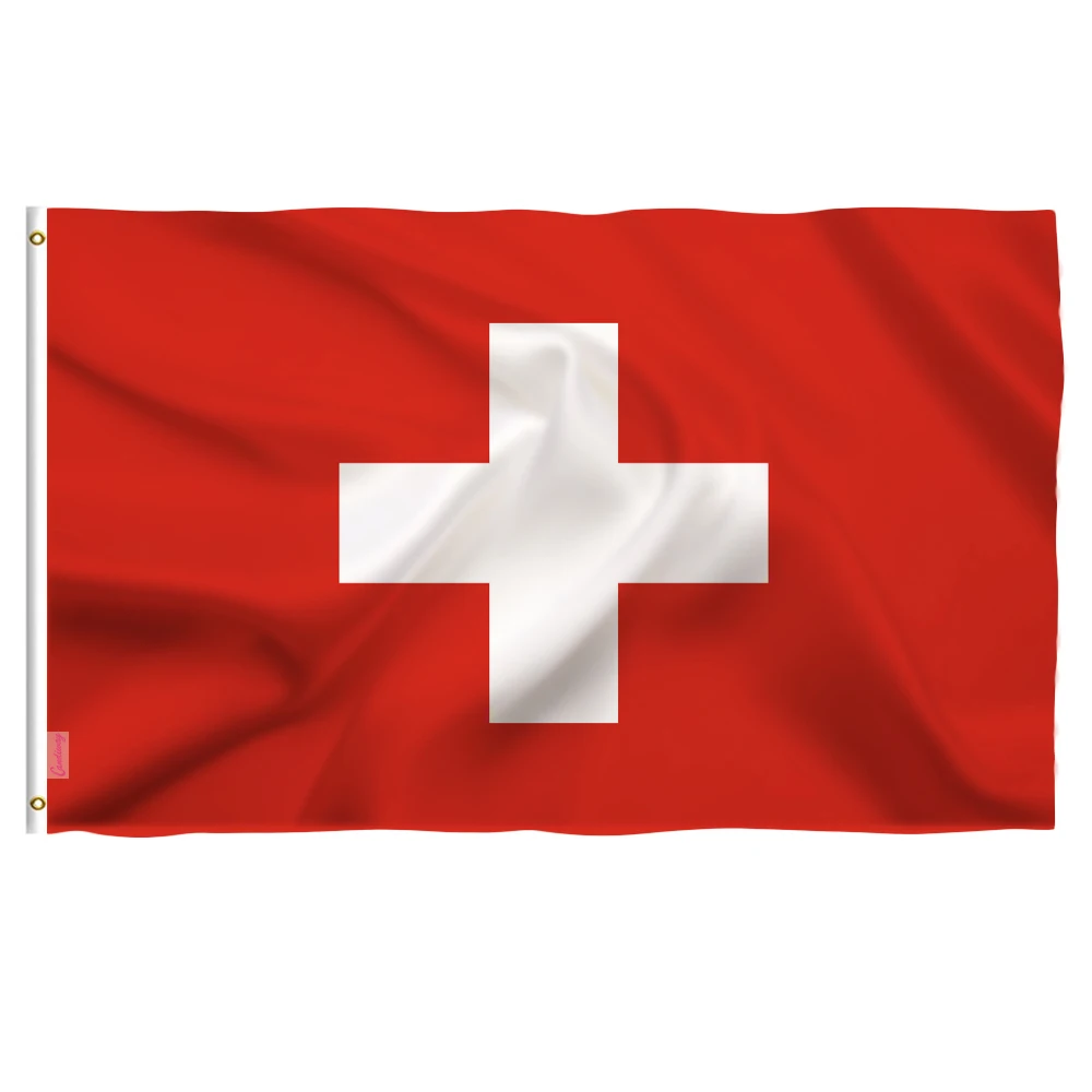 العلم الوطني السويسري قسط البوليستر ديكور المنزل في الهواء الطلق / داخلي، الأحداث الصليب الأحمر والأبيض علم سويسرا