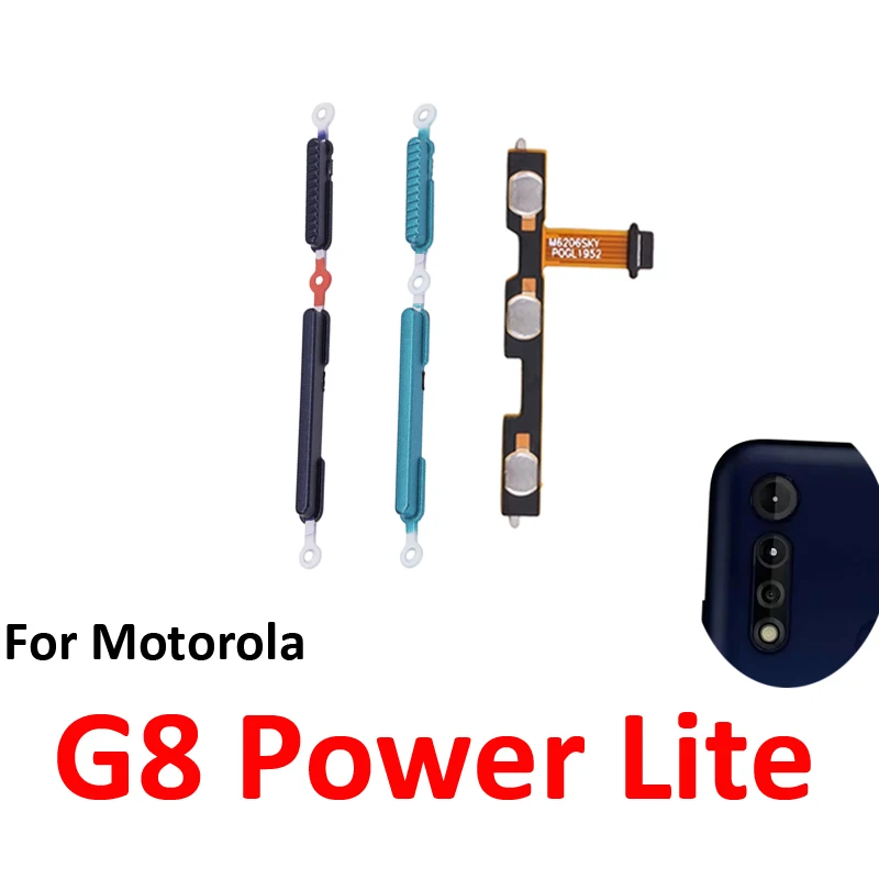 For Motorola Moto G8 Power Lite Phone New Power Volume Button On Off Up Down External Key Internal Flex Cable Repair Parts Blue