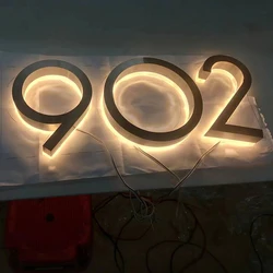 Custom 3D LED House Number Outdoor Waterproof Address Sign for Home Apartment Door Plates LED Lighted House Number Address Plate