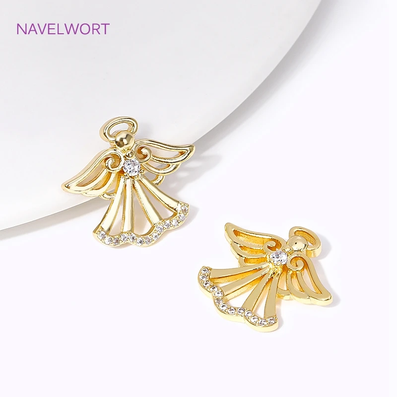 Pendants For Jewelry 18K Gold Plated Angel Charms Pendant For Bracelets,Brass Decorative Pendants,DIY Jewelry Accessories