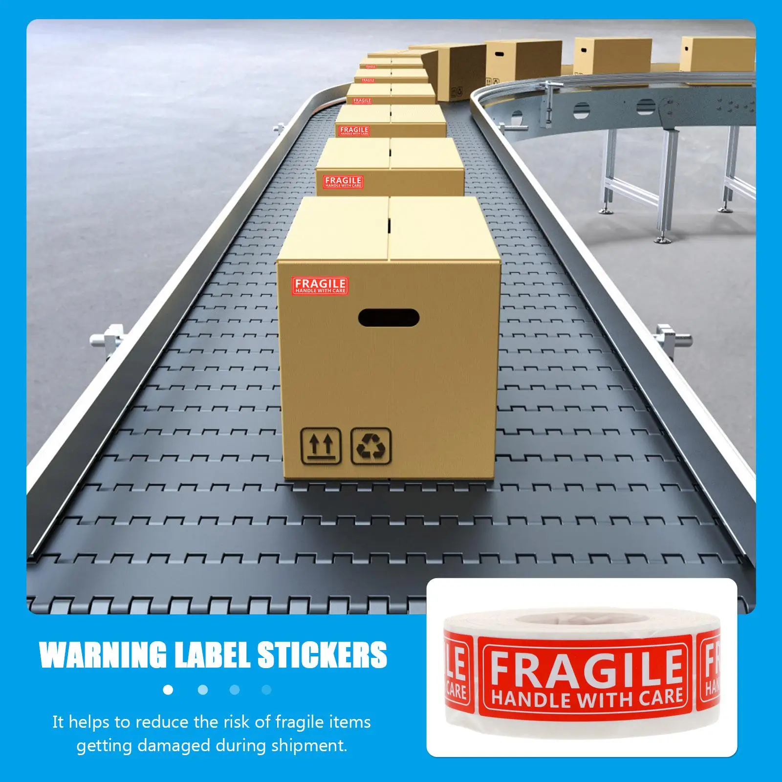 สติกเกอร์เปราะบาง กาวแบบถอดได้ พิมพ์ได้ สีแดง ป้ายเตือนการจัดส่ง กล่องลูกฟูกติดง่ายน้ําหนักเบาขนาดกะทัดรัด