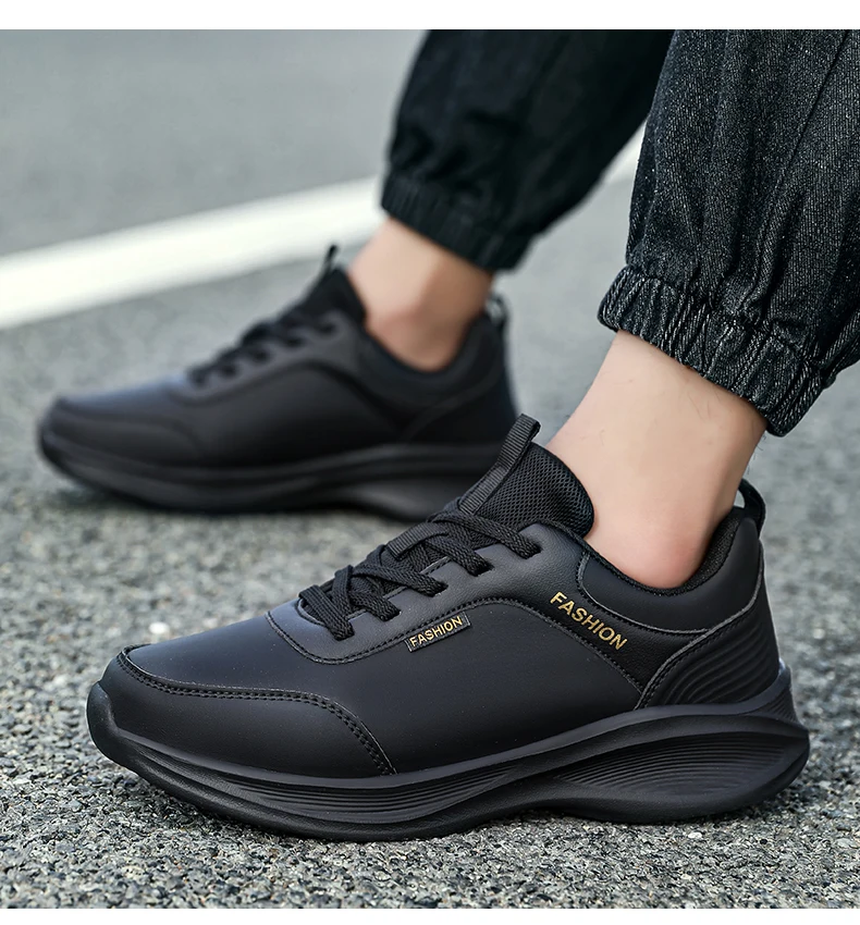 

Новая легкая и противоскользящая однотонная кожаная повседневная спортивная обувь на шнуровке с низким верхом и мягкой подошвой на осень и зиму