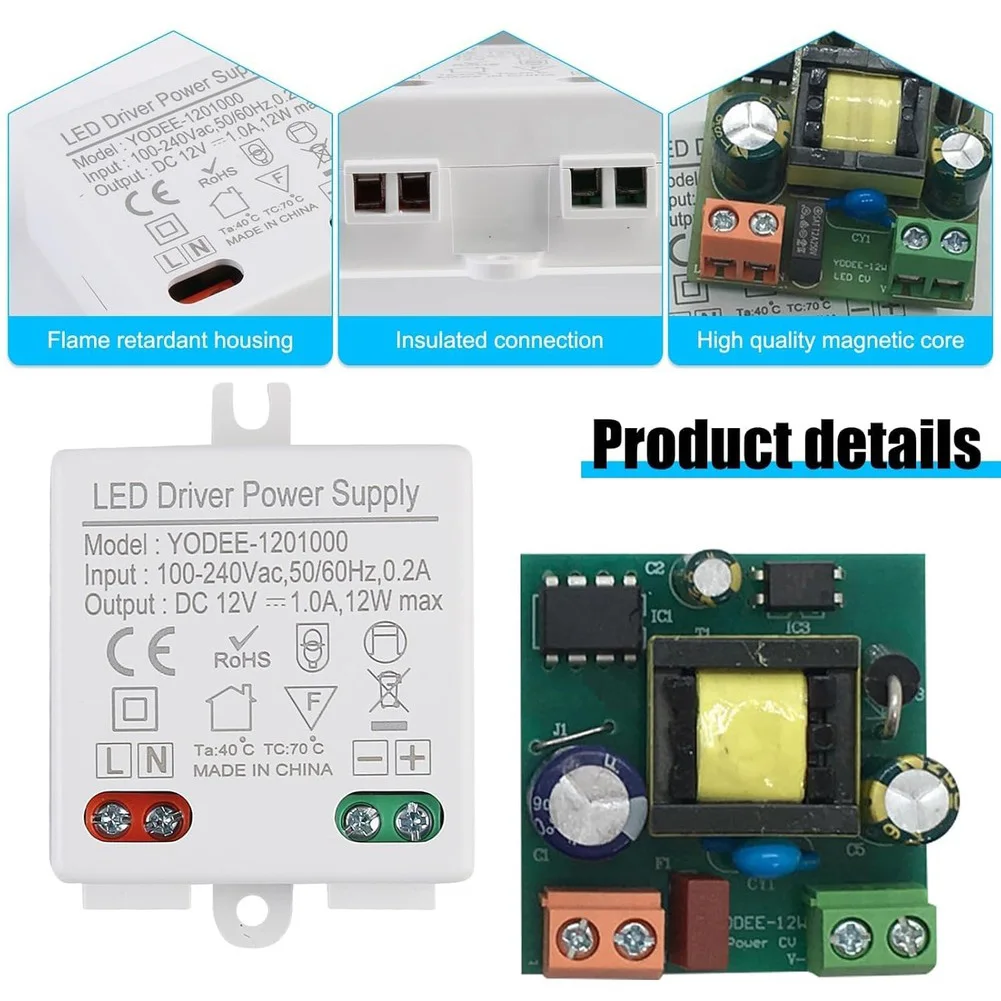 Pack Of 2 Mini DC 12W Interior Lighting Driver Transformer 230 V To 12 V For LED Light Strip Power Supply ﻿