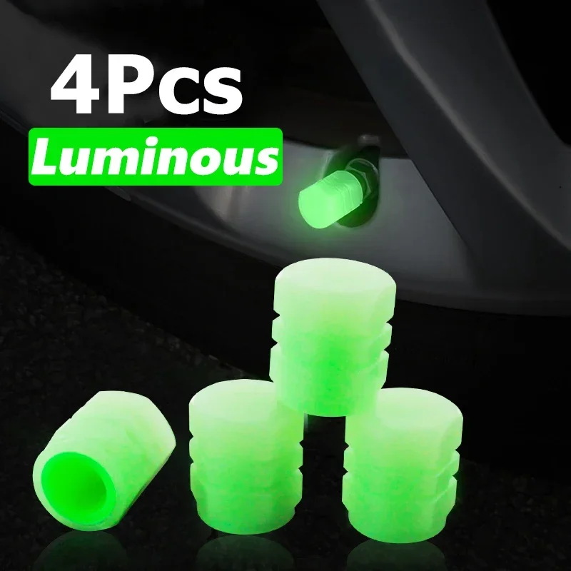 1/4Pcs Leucht Ventil Kappen Fluoreszierende Grün Blau Nacht Leuchtende Auto Moto Fahrrad Rad Styling Reifen Hub Universal kappe Dekor