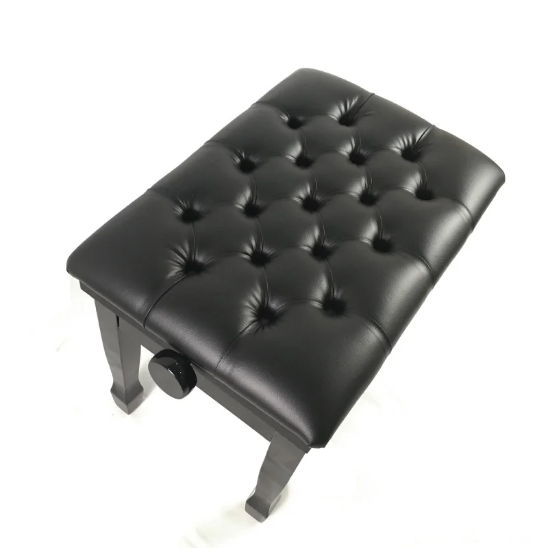 Solid Wood Adjustable Black PU Leather Piano Bench for Student Electric Piano Keyboard
